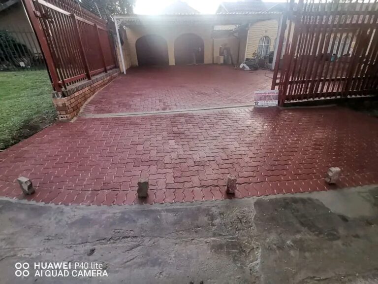 Textured red interlock pavers